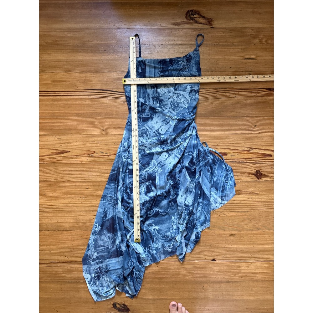 Almost Famous Dress Womens Blue Renaissance Mesh‎ Handkerchief SIZE L - Picture 4 of 7